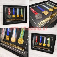 Рамка для спортивных медалей. Спортивные медали оформленные в багетную рамку под секло для размещения на стене.