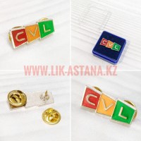 Значок с логотипом компании, золотистого цвета, разработка дизайна и изготовление на заказ методом литья