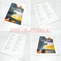 Изготовление чайного меню на заказ, ламинированного, разработка дизайна, печать и изготовление, для кафе, на заказ