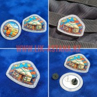 Значок Юрта, Домбра, изготовление значков и казахских национальных сувениров с орнаментом на заказ